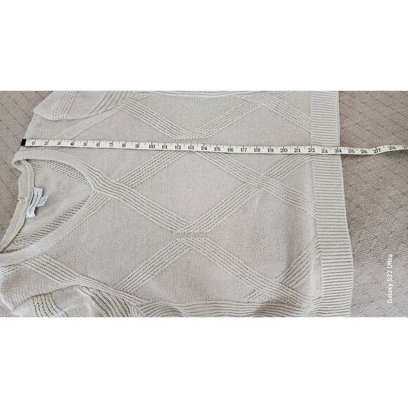 CJ Banks VTG Y2k Beige Textured Diamond Pattern V Neck Long Sleeve Pullover W Sm - Picture 5 of 9